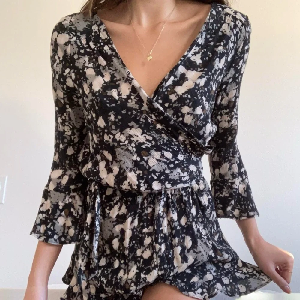 Free People All The Right Ruffles Floral Romper - Picture 2 of 10